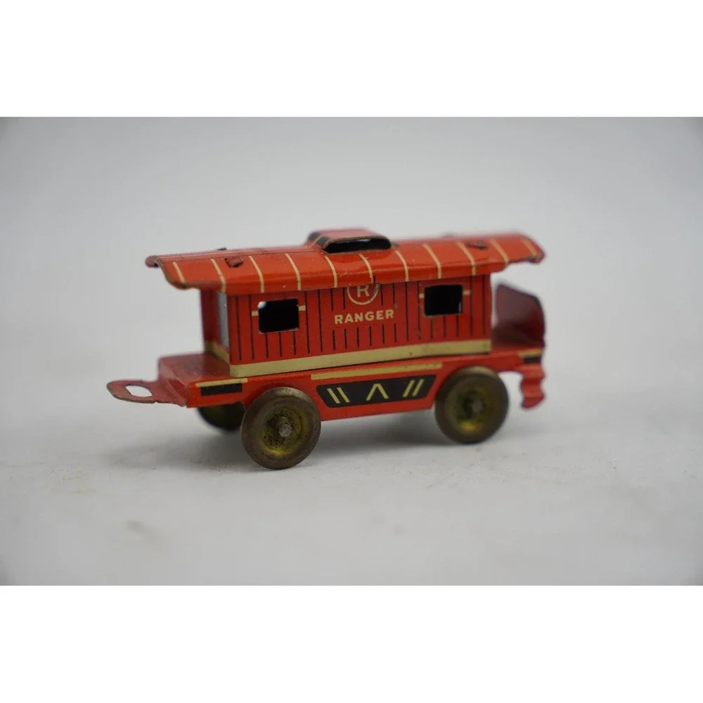 Vintage Tin‎ Toy Cars and Train Set Green Red Ranger Loco Japan